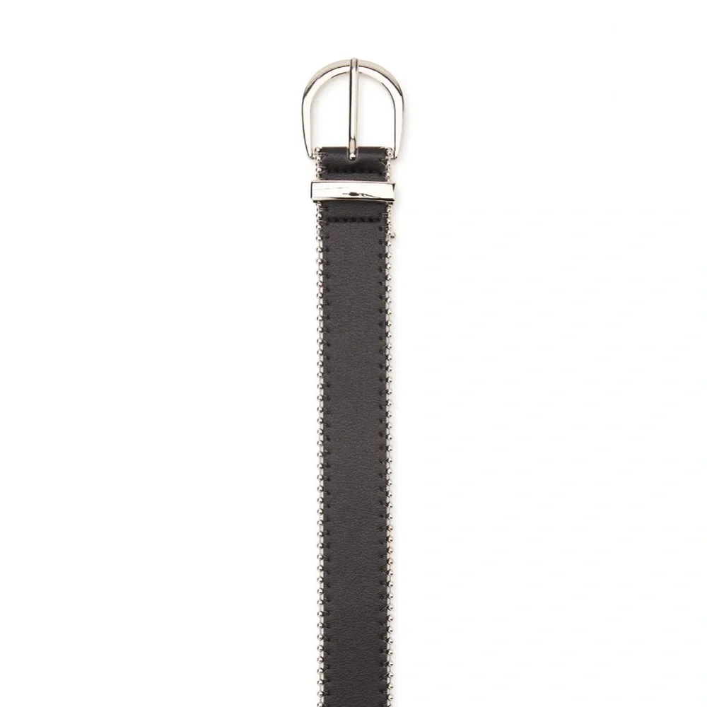 NWT - Black Belt with Silver Ball Chain Edge. - Picture 2 of 3